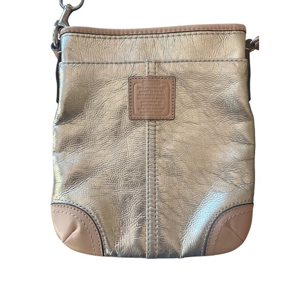 Coach Metallic Gold Crossbody Bag With Adjustable Strap & Leather Trim - Picture 3 of 6